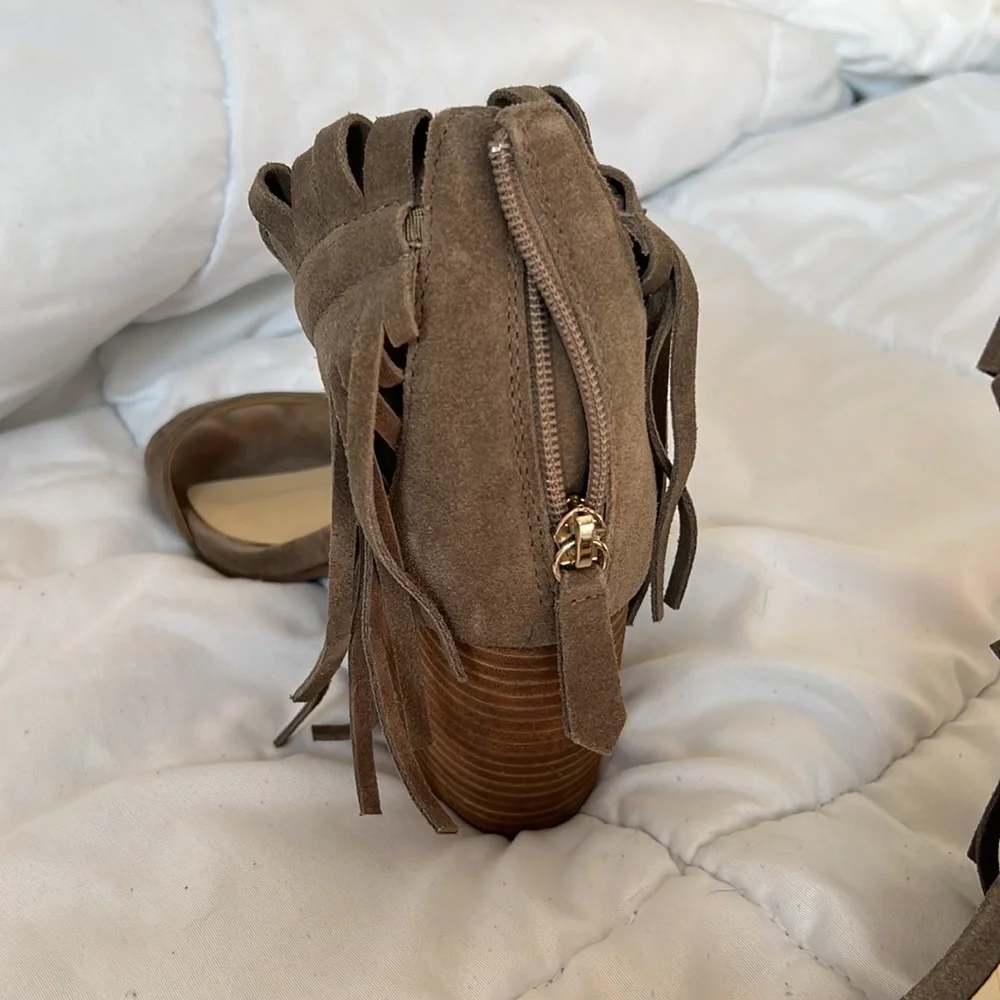 Suede block heel fringe sandals.  Matiko x Free People - Picture 9 of 10